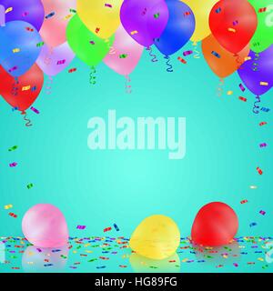 Hintergrund mit bunten Luftballons und Konfetti zu feiern. Stock Vektor