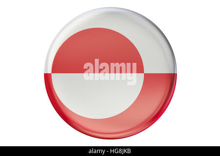 Badge mit Flagge Grönlands, 3D-Rendering isolierten auf weißen Hintergrund Stockfoto