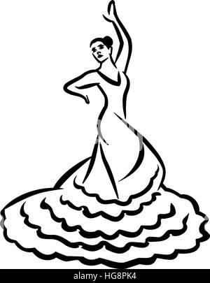 Flamenco-Tänzerin - Kalligrafie-Stil Stock Vektor