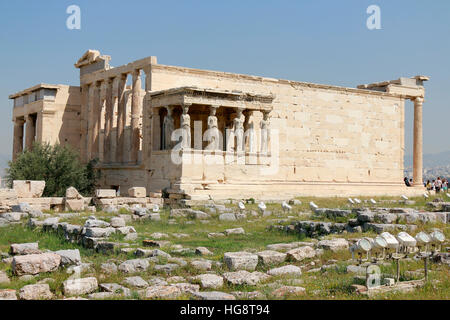 Karyatiden, Erechtheion, Akropolis, Athen, Griechenland. Stockfoto