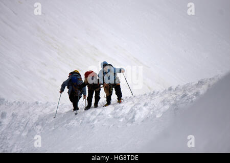 Bergsteiger, Mont-Blanc-Massiv, Chamonix, Frankreich. Stockfoto