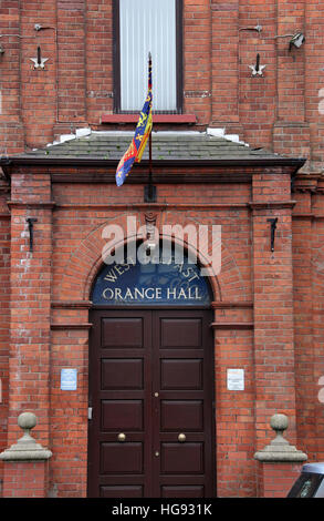 Orange-Halle auf der Shankill Road in West Belfast Stockfoto