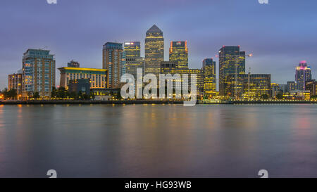 Die Skyline von Canary Wharf, London. Stockfoto