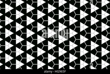 Geometrischen Dreieck und sechseckigen schwarz-weiß Muster abstrakt Hintergrund Stockfoto