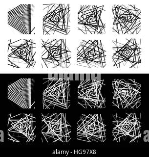 8 geometrische Muster. Rau, kantig monochrome Texturen Satz Stock Vektor