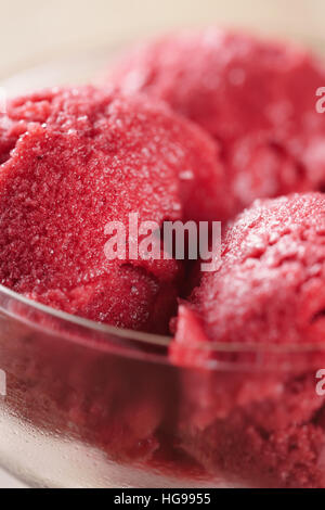 Nahaufnahme Foto Himbeersorbet Kugeln Stockfoto