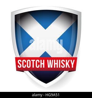 Scotch Whisky Band auf Schottland Flagge Stock Vektor