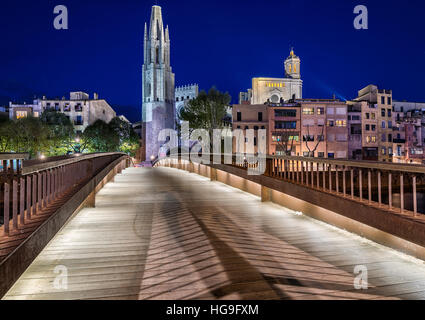 Die Stiftskirche Kirche Sant Feliu, Girona, Katalonien, Spanien Stockfoto