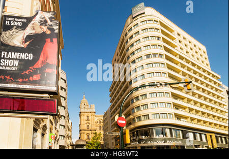 Málaga, Costa Del Sol, Provinz Malaga, Andalusien, Südspanien.  Das 4-Sterne Hotel Malaga Palacio an der Ecke Calle Cortina de Muelle und Ca Stockfoto