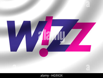 WIZZ-Logo-Symbol-Flaggen-symbol Stockfoto