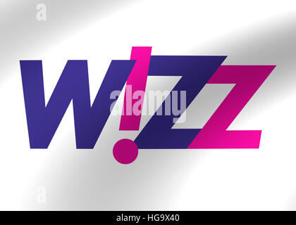 WIZZ-Logo-Symbol-Flaggen-symbol Stockfoto