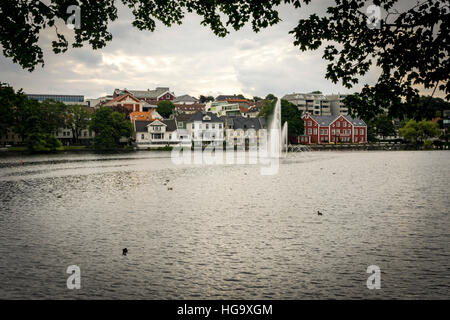 Blick auf den Brunnen in Breiavatnet, Stavanger, Norwegen Stockfoto