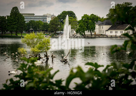 Blick auf den Brunnen in Breiavatnet, Stavanger, Norwegen Stockfoto