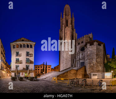 Die Stiftskirche Kirche Sant Feliu, Girona, Katalonien, Spanien Stockfoto