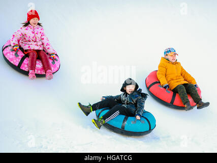 Peking, China autonomen Region Innere Mongolei. 2. Januar 2017. Kinder fahren in einem Park in Hohhot, Hauptstadt von Nord-China autonomen Region Innere Mongolei, 2. Januar 2017. © Ding Genhou/Xinhua/Alamy Live-Nachrichten Stockfoto