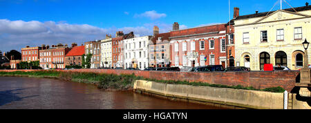 Die North Brink, Fluss Nene, Stadt Wisbech, Cambridgeshire, England; UK Stockfoto