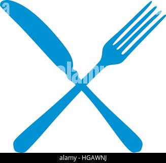 Gekreuzte Gabel und Messer Stock Vektor