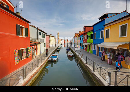 Bunte Häuser in Burano, Venedig, Italien