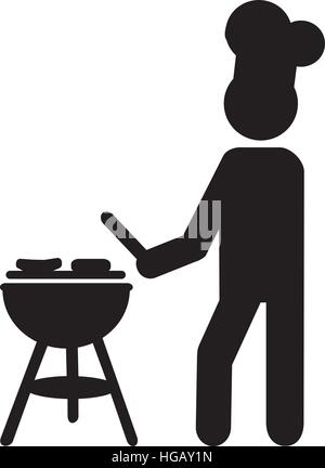 Mann am Grill Bbq Piktogramm Stock Vektor