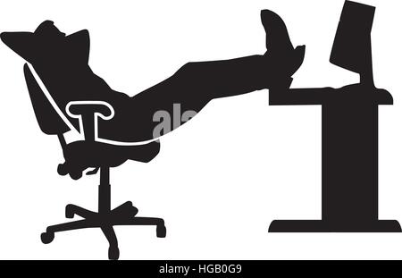 Lacy Mann im Büro - bei der Arbeit an seinem Computer schlafen Stock Vektor