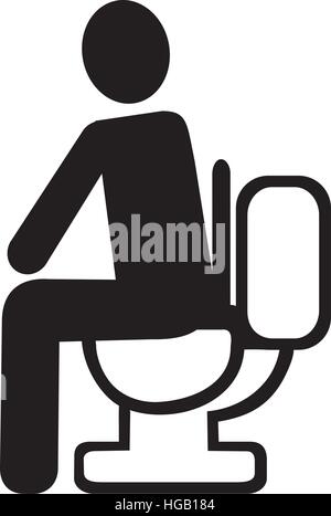Mann sitzt auf einer Toilette Stock Vektor
