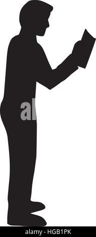 Mann Lesung silhouette Stock Vektor