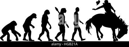 Rodeo-Evolution-Mann auf Pferd Stock Vektor