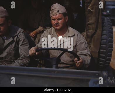 Mai 1942 - Fahrer der Marine LKW, New River, North Carolina. Stockfoto