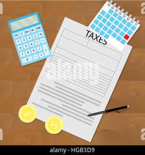 Steuer-Tag-Konzept. Steuererstattung, Bericht Balance Dokument steuern, Vektor-illustration Stockfoto