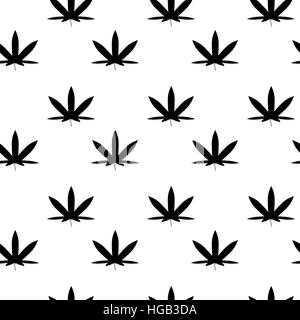 Cannabis nahtlose schwarzer Hintergrund. Marihuana Weed Muster Monochrom, Cannabis Blatt Medikamente und medizinisches Marihuana, Vektor-illustration Stockfoto