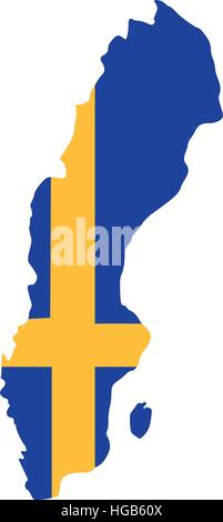 Schweden Karte mit Flagge Stock Vektor