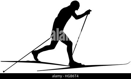 Athlet Ski Racer klassisch schwarze silhouette Stockfoto