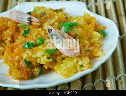 Burmesische Htamin Kyaw - thailändische und chinesische Burmesen Shrimp Fried Rice Stockfoto