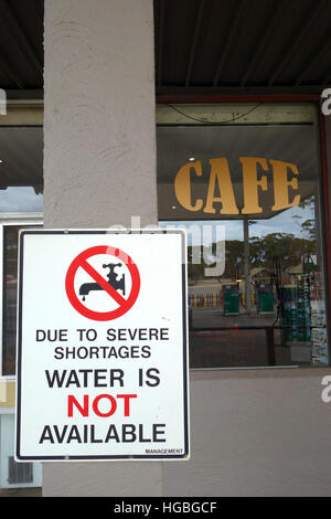 Wassermangel im Café, Western Australia. Keine PR Stockfoto