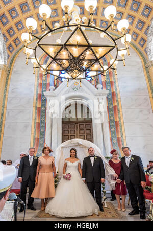 Jüdische Hochzeit nach 41 Jahren in der restaurierten Synagoge Edirne-Türkei Stockfoto