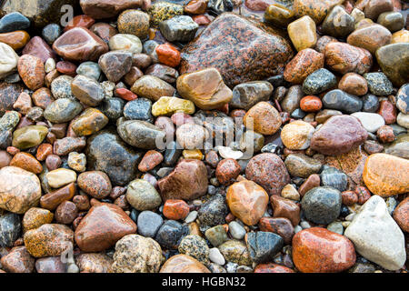 Viele große und kleine Kiesel Steinen, an einem Strand, Insel Rügen, Ostseeküste, Deutschland Stockfoto