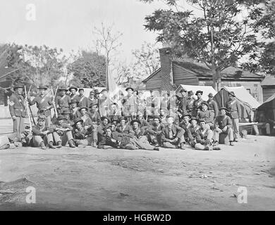 Gruppenfoto der 44. Indiana Infanterie während des amerikanischen Bürgerkriegs. Stockfoto