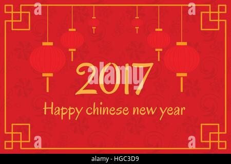 Postkarte mit chinesischen Neujahr Laternen Stock Vektor