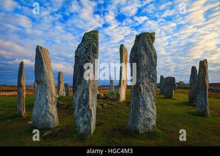 Callanish (Calanais) Steinkreise auf der Isle of Lewis auf den äußeren Hebriden. Stockfoto