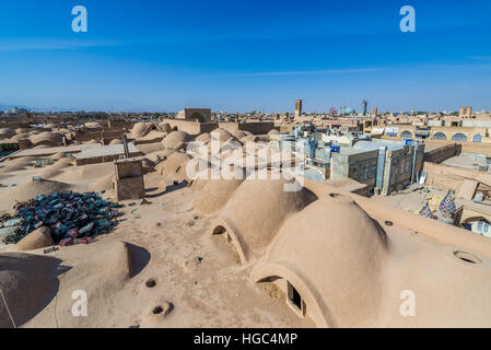 Luftaufnahme der Dächer der Basar in Yazd, Hauptstadt von Yazd Provinz vom Iran Stockfoto