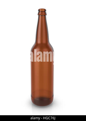 Bierflasche auf einem weißen Hintergrund. 3D Illustration. Stockfoto