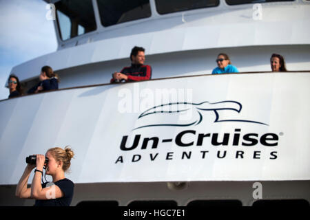 Sichtungen von Buckelwalen, auf dem Weg nach Puerto Escondido. Safari Endeavour Kreuzfahrt in Sea of Cortez, Baja California Sur, Mexiko. Stockfoto