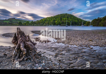 Blick über Ullswater, Cumbria, Lake District auf der Pier. Stockfoto