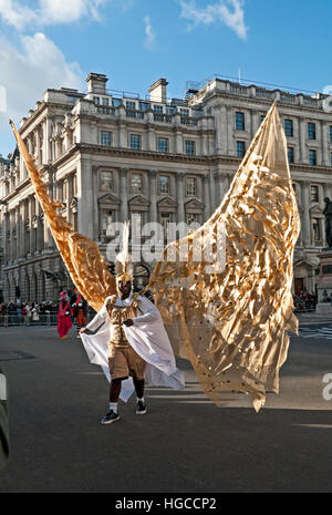 Süd-Verbindungen, Zeichen der Zeit, der Londoner New Year's Day Parade, London, England, Stockfoto