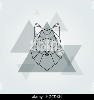 Geometrischen Vektor Tier Grauwolf Kopf Hintergrund. Stockfoto