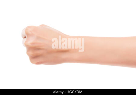 Schöne weibliche Hand ballte die Faust. Stockfoto