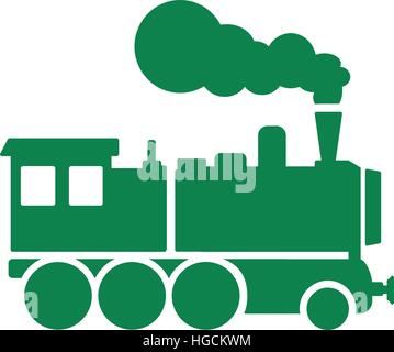 Grüne Lokomotive mit Dampf Stock Vektor