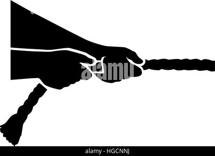 Tauziehen - Hände Seil ziehen Stock Vektor