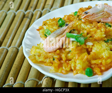 Burmesische Htamin Kyaw - thailändische und chinesische Burmesen Shrimp Fried Rice Stockfoto