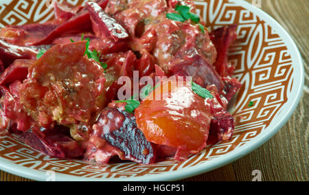 Rote Beete Mutton Curry - Chuqandar Gosht Stockfoto